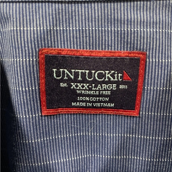 Untuckit Size XXX-Large XXXL Wrinkle Free Cotton Navy Blue Button Down Shirt - Picture 3 of 5